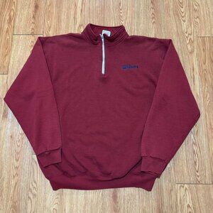 Vintage 90s Made in USA‎ Wilson Quarter Zip Burgundy Sweatshirt